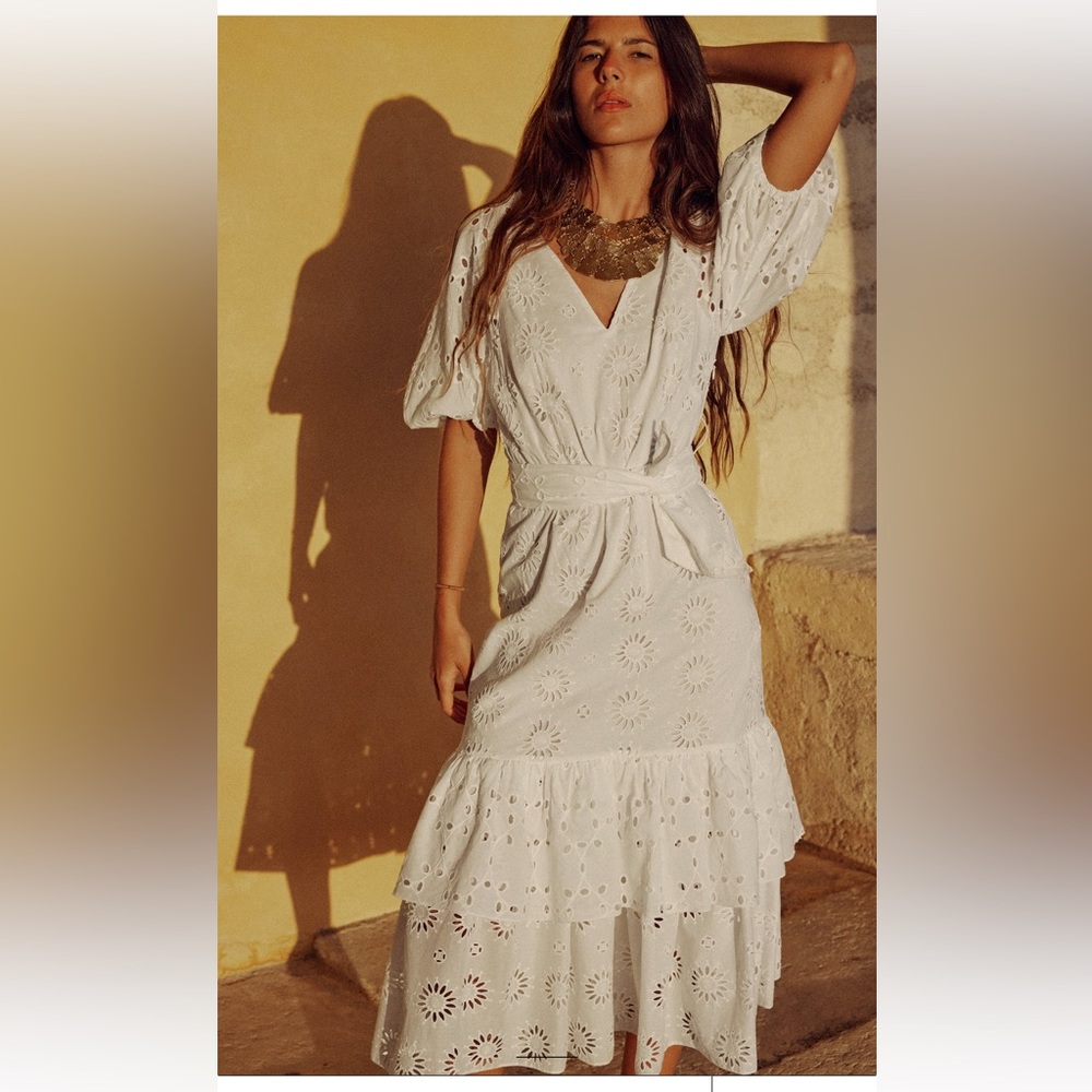 Zara belted embroidered dress